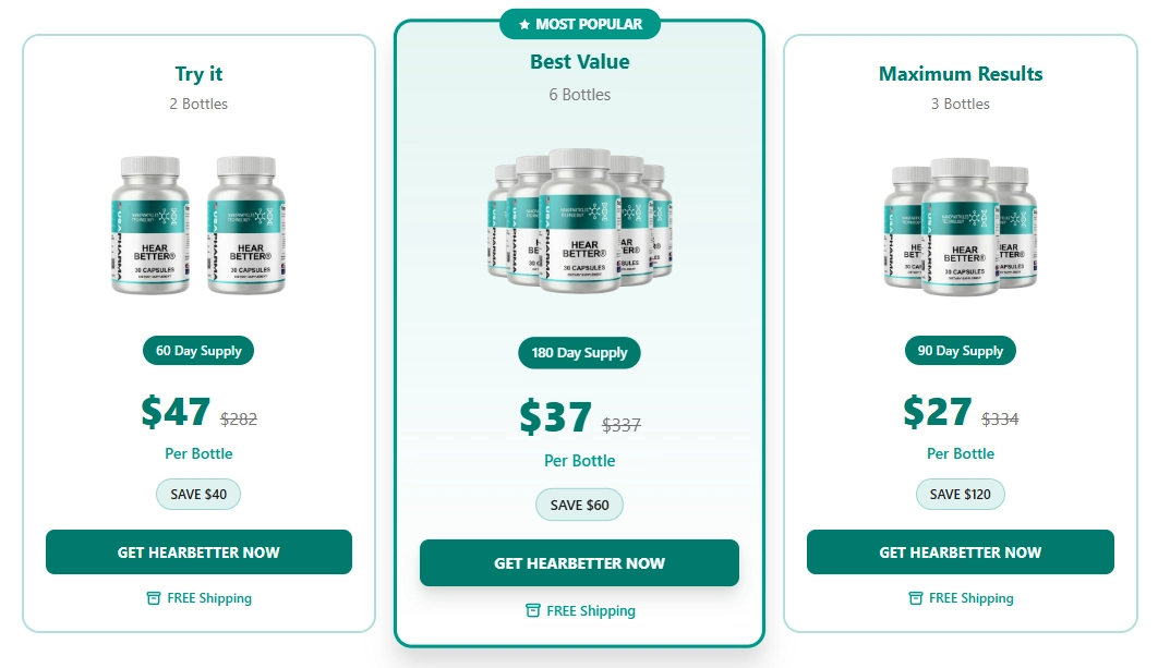 Hearbetter hearing support supplement packages and special pricing deals